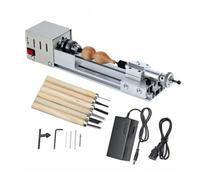 Mini tour amélioré, polisseuse de perles, machine d'usinage de bricolage for table de travail du bois, outil de bricolage, tour, ensemble standard 12 V-24 V 96 W(Upgraded T1)