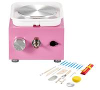 Mini Tour de Potier-Duoku-0-320 tr/min-Bassin Amovible, 2 Plateaux Tournants, 18 Accessoires, Rose pour Bricolage