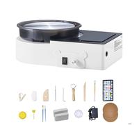 Mini Tour de Potier Electrique avec Plateau Tournant de 158 mm-Duoku-Rotation Bidirectionnelle-Vitesse Ajustable--Blanc