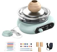 Mini Tour De Potier électrique en Céramique, Machine à Modeler La Poterie avec Ensemble D'outils pour L'argile, Tour De Potier à Plateau Tournant avec Pédale, Tour D&, Green