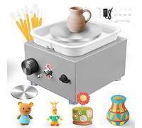 Mini Tour de Potier, Tour électrique pour Céramique 0-2000 tr/min avec 8 Outils pour Argile, 2 Plateaux Tournants (6,5 et 10 cm), Vitesse Réglable pour le Bricolage, la Maison, les Loisirs Créatifs