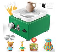 Mini Tour de Potier, Tour électrique pour Céramique 0-2000 tr/min avec 8 Outils pour Argile, 2 Plateaux Tournants (6,5 et 10 cm), Vitesse Réglable pour le Bricolage, la Maison, les Loisirs Créatifs