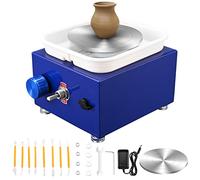 Mini Tour de Potier, Tour électrique pour Céramique 0-2000 tr/min avec 8 Outils pour Argile, 2 Plateaux Tournants (6,5 et 10 cm), Vitesse Réglable pour le Bricolage, la Maison, les Loisirs Créatifs