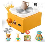 Mini Tour de Potier, Tour électrique pour Céramique 0-2000 tr/min avec 8 Outils pour Argile, 2 Plateaux Tournants (6,5 et 10 cm), Vitesse Réglable pour le Bricolage, la Maison, les Loisirs Créatifs