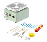 Mini Tour de Potier-VEVOR-Vitesse Réglable 0-320 tr/min-Roue de Poterie avec Bassin Amovible-Artisanat, Bricolage à Domicile-Vert