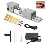 Mini Tour en Métal 125 W, Mini Tour à Bois 2000-8000 tr/min avec 7 Vitesses de Réglage, Plage de Serrage de 0.02 à 0.24 Pouces, Tour en Métal pour le Tournage, le Rainurage et le Meulage