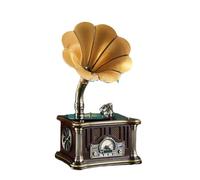 Mini tourne-disque Bluetooth vintage avec radio FM, lecteur de carte SD USB, lecteur de musique filaire sans fil pour décoration d'intérieur, phonographe rétro avec télécommande, son stéréo 18 W
