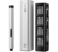 Fanttik E1 MAX mini tournevis électrique, set de tournevis de précision avec 50 embouts magnétiques, 2 vitesses de couple,convient pour téléphone portable/caméra/ordinateur portable/montre (argent)