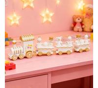 Mini train de Noël en bois avec bonhomme de neige, mini ornements de train, jouet cadeau pour enfants pour fête de Noël, mini trains à 4 sections, jouets pour enfants, décoration de fête de Noël