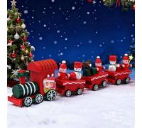 Mini train de Noël en bois avec bonhomme de neige, mini ornements de train, jouet cadeau pour enfants pour fête de Noël, mini trains à 4 sections, jouets pour enfants, décoration de fête de Noël