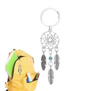 MINI TRAMIA Catcher-Dream Catcher Key Anneau avec un coup de fouet, ornements boho plume de rêve de rêve faits à la main | Emballage de carte en papier alliage en aluminium 4,41 pouces dans son ensemb