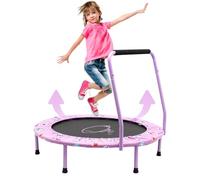 Mini trampoline de 96,5 cm pour enfant avec poignée réglable et housse rembourrée, pliable, équipement de sport pour intérieur et extérieur, trampoline élastique pour jeux et exercices des enfants
