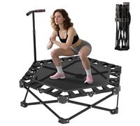 Mini trampoline de fitness pliable de 106 cm avec poignée réglable en hauteur sur 3 positions, cadre en X pour plus de stabilité, capacité de charge de 200 kg, petit trampoline pour enfants, maison et