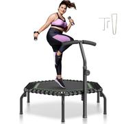 Mini-trampoline de fitness pour adultes - Rebond d'entraînement intérieur avec poignée - 1384 mm - Parfait pour une séance d'entraînement à domicile efficace