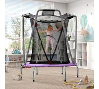 Mini trampoline Merax φ147cm Trampoline pour enfants avec filet de sécurité et fonction basket-ball, trampoline d'intérieur et d'extérieur pour enfants, trampoline de fitness pouvant supporter jusqu'à