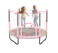 VEVOR Mini trampoline pour enfant, 1545 mm, fitness rebounder récréatif pour tout-petits avec filet de sécurité et panier de basket, cadeaux d'anniversaire, jouets de Noël pour enfants de 3+ ans, rose