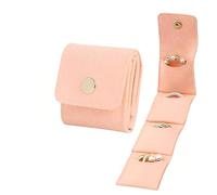 Mini Travel Jewelry Bag, Portable Foldable Travel Jewelry Organizer Case, Travel Jewelrys Roll Bag with Buckle, Auxiliary Jewellery Organizers and Storage, for Earrings, Rings, Necklaces (Pink)