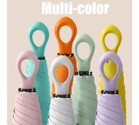 Mini Travel Umbrella with Ring Handle and Fabric Coating Layer Blocking/UPF 50 UV Protection 99.9% Compact Foldable Umbrella Lightweight Umbrella Small Portable Backpack/Rain.[V612]