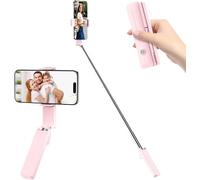 Mini Trépied À Selfie, Trépied Extensible & Monopode De Poche Multifonction Avec Télécommande, Compatible Avec Iphone Et Android, Idéal Pour Vlog, Rose