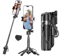 Mini trépied de poche 3 en 1 avec télécommande pour capturer des photos, trépied à selfie réglable à 360 °, support de téléphone portable, support de téléphone amovible (noir)