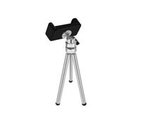 Mini Trépied Smartphone Métal Pieds Extensibles Rotatif 360° Argent