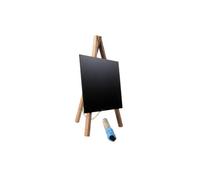 SECURIT - Lot de 3 Tableaux de Table + Chevalets + Marqueur à Craie - Ardoises Porte-Menu - Base en Bois Laqué - Pour Café, Bar, Restaurant, Boutique - 24,4 x 15 x 13,5 cm - Coloris Naturel/Noir