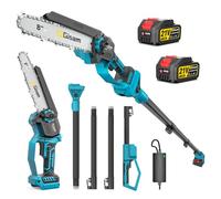 Mini TronçOnneuse 2 En 1 Avec Perche TéLescopique,Moteur Sans Balais 2600w,TronçOnneuse 8 Pouces, Lubrificateur Automatique Et 2 * 4000 Mah,Extensible Jusqu'à 4,2m Pour Branches D'Arbres, Coupe
