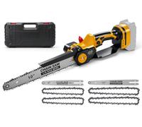 Mini tronçonneuse 2 en 1 de 25,4 et 20,3 cm avec 4 chaînes, compatible avec batterie DeWalt 20 V, moteur sans balais 1000 W, scie d'élagage électrique pour jardin, entretien des arbres et bois de