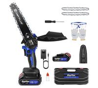 Mini Tronçonneuse 6 Pouces avec Batterie 1.5Ah et 2 Chaînes, Brushless Tronçonneuse à Une Main avec Verrouillage de Sécurité, Petite Tronçonneuse Électrique Sans Fil pour Couper Bois et Élaguer Arbres