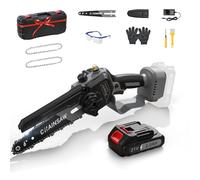 Mini Tronconneuse a Batterie 2000mAh, 6Pouces 1000W Tronconneuse Electrique Sans Fil Brushless avec Graisseur Automatique, Tension de Chaîne Sans Outil, 2 Chaînes, Petite Tronçonneuse Pour Jardin