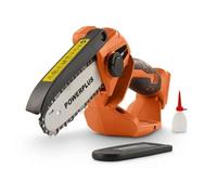 Mini tronçonneuse a batterie 20V Dual Power POWDPG7572 - Guide de 100 mm a 14 Dents - Livré sans batterie ni chargeur