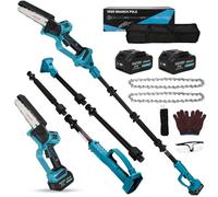Mini Tronçonneuse à Batterie 21v 4000mAh Scie électrique Télescopique | 6 Pouces pour élagage avec Batterie et Chargeur, Perches Élagueuses Tête du Moteur Orientable, Tige d'extension Jusqu'à 2,6 m