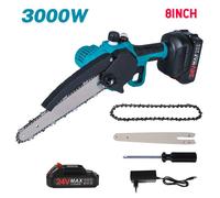 Mini Tronconneuse à Batterie 3000W Coupe Branche Électrique Scie Sans Fil Elageuse Chainsaw 8 Pouces pour Branches, Cour, Gardin