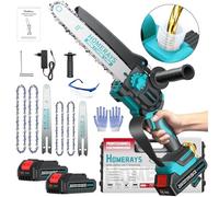 Mini Tronçonneuse a Batterie 4000mAh, 8 & 6 Pouces Lubrificateur Automatique et Électrique Tronçonneuse 2 * 2000mAh Brushless Elagueur, Pour La Coupe Du Bois, Branches, L'élagage, La Cour, Jardin