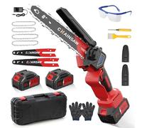 Mini Tronçonneuse à Batterie 6 et 8 Pouces, 1300W Brushless Tronconneuse Electrique Sans Fil pour Jardin, 8000mAh Tronçonneuse Elagueuse sur Batterie, D'huile Automatique, Compatible avec Makita 18V