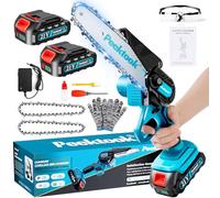 Mini Tronçonneuse à Batterie 6 Pouces, 4000mAh Mini Tronçonneuse Électrique Sans Fil avec 2 Batteries 2.0Ah, 2 Chaînes, Vitesse de coupe de 10 m/s pour la Coupe du bois, l'élagage le Jardin