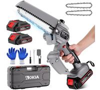 Mini Tronçonneuse à Batterie, 6 Pouces Tronçonneuse Électrique sans Fil,880W avec Injecteur de Lubrifiant et 2 Batteries, Mini Scie à Chaîne Électrique Rechargeable, 3 Chaînes