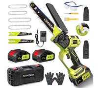 Mini Tronconneuse a Batterie 8 et 6 Pouces, 1300W Brushless Tronconneuse Electrique, 8000mAh Elagueuse Batterie Sans Fil, D'huile Automatique, Petite Tronçonneuse Compatible avec Makita pour Jardin