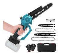 Mini Tronconneuse à Batterie 8 et 6 Pouces Compatible avec Makita 18V, Brushless Tronçonneuse, Lubrification Automatique, Tension de Chaîne Sans Outil, pour Jardinage(sans Batterie) (MT Bleu)