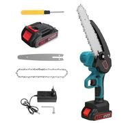 Mini Tronçonneuse à Batterie 8 Pouces, Scie à Chaîne Compacte 3000W, Variation Continue de Vitesse, petite Scie à Chaîne Rechargeable pour Travail du Bois et Jardinage avec Outils Électriques (Bleu)