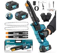 Mini Tronconneuse a Batterie, 8 Pouces Tronconneuse Electrique Sans Fil 20V/8000mAh avec Graisseur Automatique, 1300W Moteur sans Balais, Pour le Jardinage - PowerCut X9 Pro