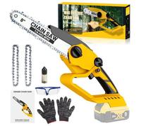 Mini Tronconneuse a Batterie Dewalt (Batterie Non Fournir)Tronconneuse Electrique Guide Chaîne 8 Pouces avec 2 Chaînes