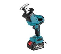 Mini tronconneuse a batterie Scie alternative électrique sans fil sans brosse scie électrique outil de coupe de bois en métal à vitesse Variable(2 Battery EU Plug)