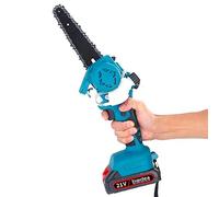 Mini tronconneuse a batterie Scie électrique sans balais 1800W avec huileur Scie à bois d'élagage portable sans fil Mini tronçonneuse Outils électriques de jardin 1/2 Batterie Li-ion(6 inch 1 Battery)
