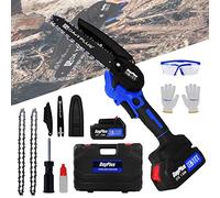 Mini Tronçonneuse à Chaîne avec Batterie 6 Pouces, 21V, Tronçonneuse Électrique Manuelle, Tronçonneuse Électrique avec Batterie et Chargeur, Tronçonneuse Électrique Portable avec Moteur 2200TRPM pour