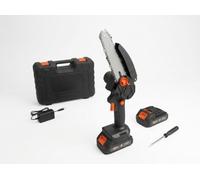 Mini tronçonneuse à chaîne portable avec 2 batteries et mallette, scie pour élagage de branches et d'arbres, tronçonneuse compacte pour jardinage, taille des arbres, coupe du bois et bricolage