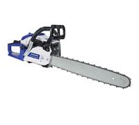 Mini tronçonneuse à Essence sans Fil 58 cm³ avec Lame de 50 cm, Moteur 2 Temps, tronçonneuse électrique 2 Temps pour la Coupe du Bois et l'élagage des Arbres, Bleue