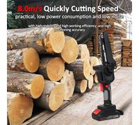 Mini tronçonneuse avec barre de 6 pouces et batteries au lithium 21 V 2000 mAh - Scie électrique portative avec moteur sans balais pour la coupe du bois, la taille des arbres et (Prise UE et 2