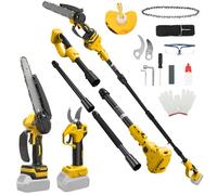 Mini Tronconneuse avec Perche 8 Pouces & Secateur Electrique Telescopique 28 mm pour Dewalt 18 V, 20 V Batterie, 4 en 1 Élagueuse sur Perche, Portée Maximale 4,5 m