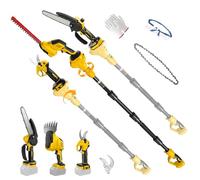 Mini Tronconneuse avec Perche 8 Pouces & Secateur Electrique Telescopique 28 mm & Taille-haie 310mm pour Dewalt 18 V, 20 V batterie, 6 en 1 Élagueuse sur Perche, Portée Maximale 4,5 m 130 220 Com